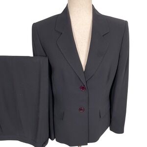 Kasper Pantsuit Womens 8P Black Corporate Executive Formal Church Minimalist 2pc
